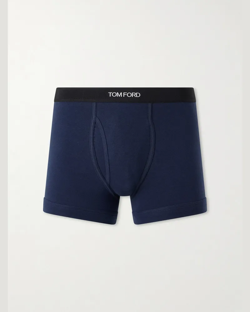 Tom Ford Stretch Cotton-Blend Jersey Boxer Briefs Blue