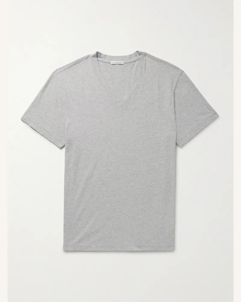 James Perse T-Shirt aus meliertem Jersey aus gekämmter Baumwolle Grau