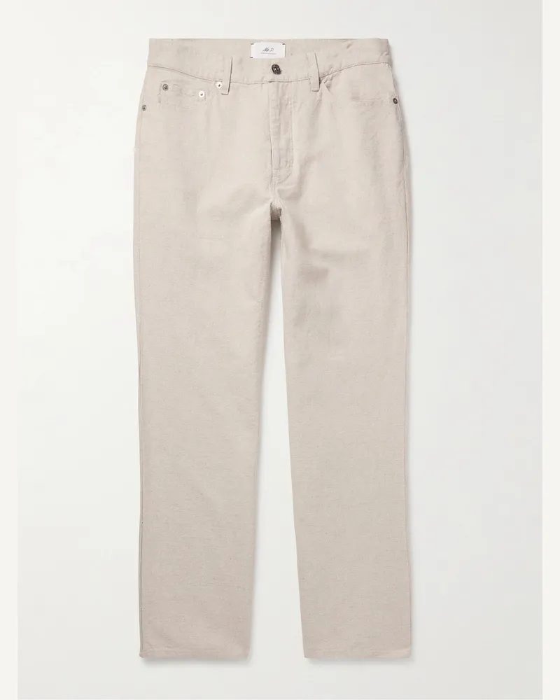 MR P. Edward gerade geschnittene Hose aus einer Leinen-Baumwollmischung Neutral