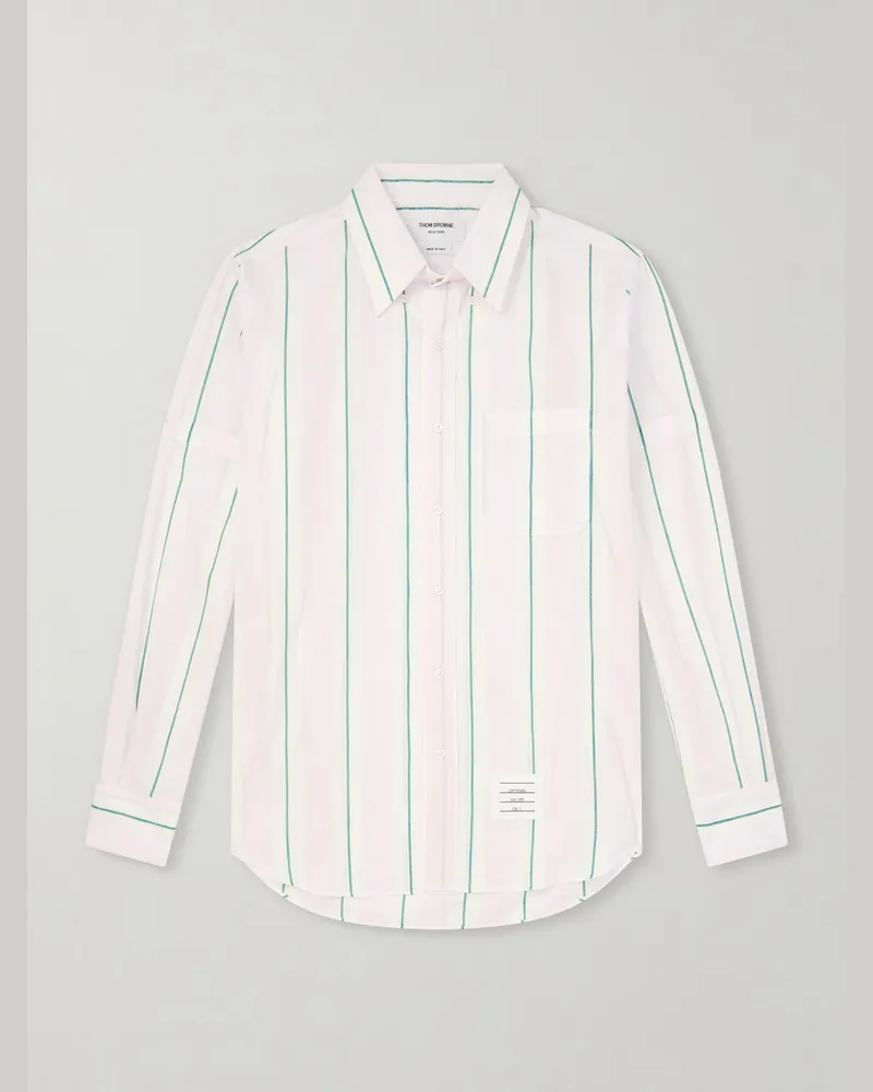 Thom Browne Gestreiftes Hemd mit Button-Down-Kragen Pink