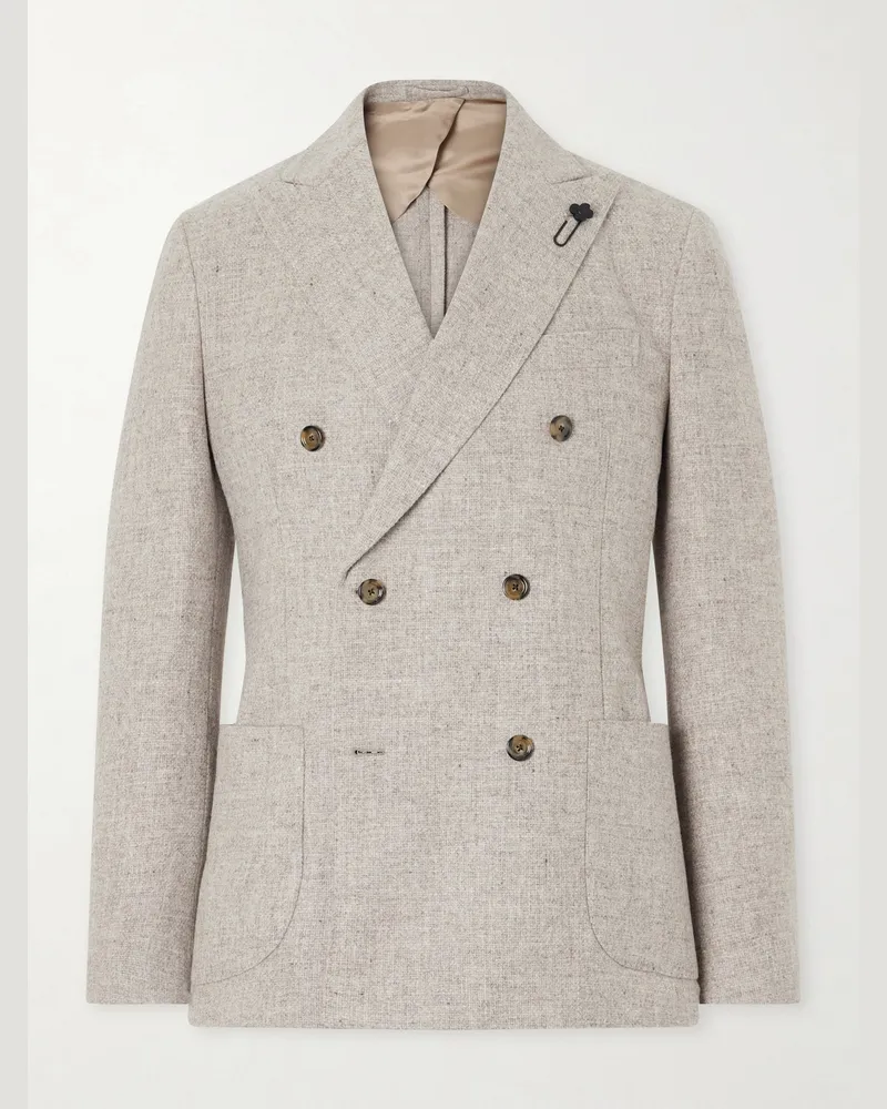 LARDINI Wool Canvas Blazer Neutrals