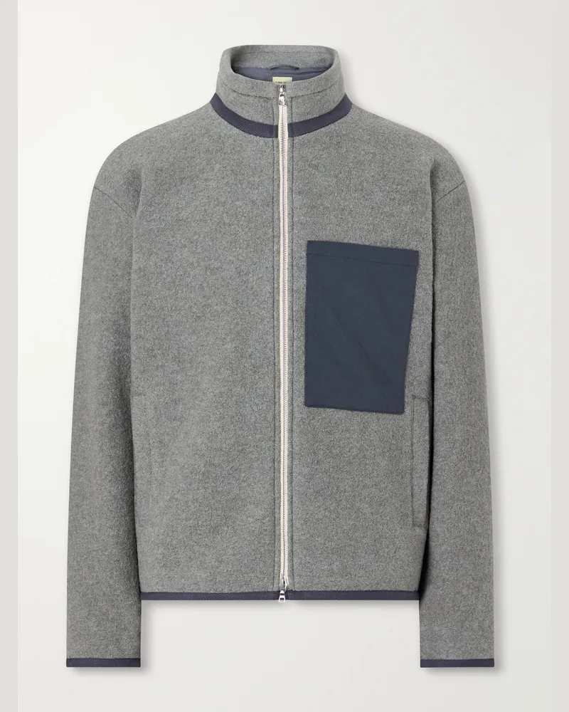 De Bonne Facture Bookstore Cotton-Trimmed Virgin Wool Jacket Green