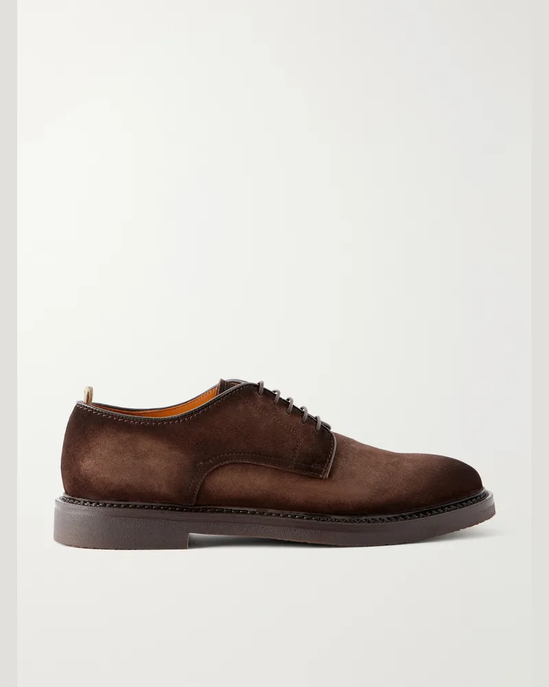 Officine Creative Italia Hopkins Flexi 208 Suede Derby Shoes Brown