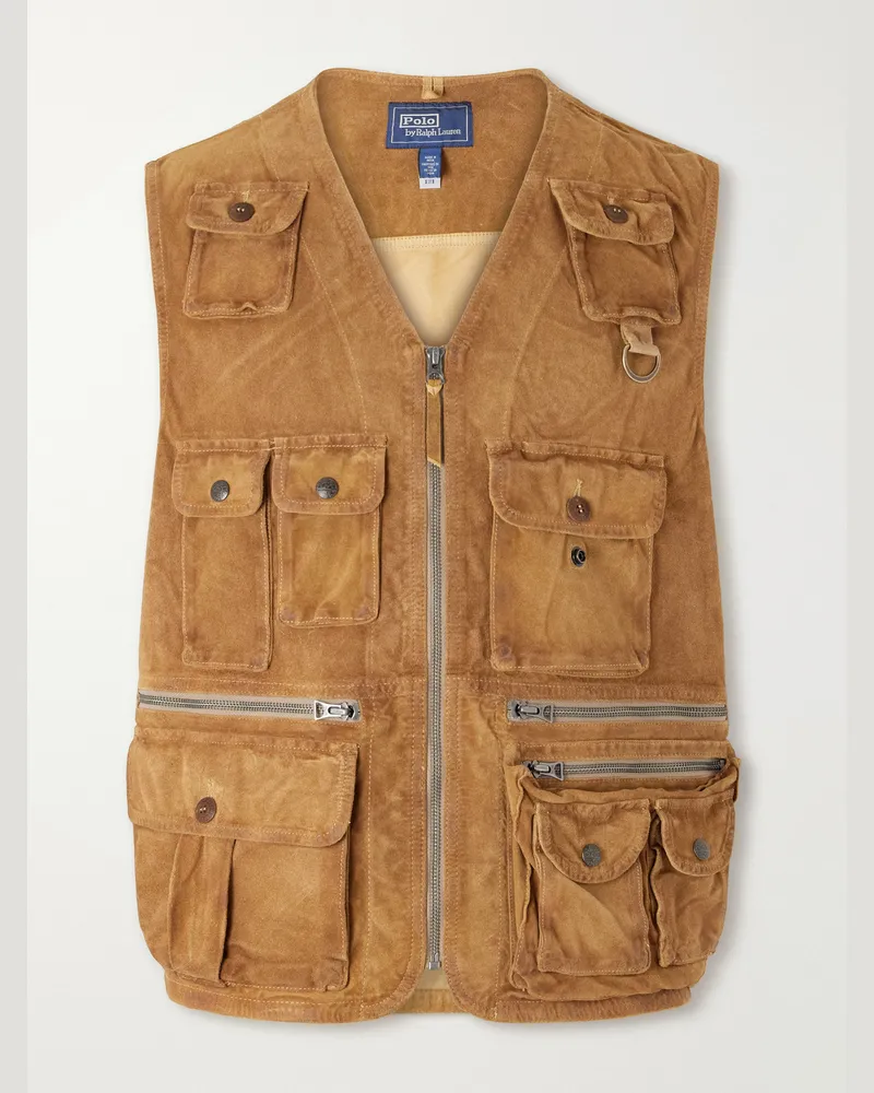 Ralph Lauren Suede Utility Vest Brown