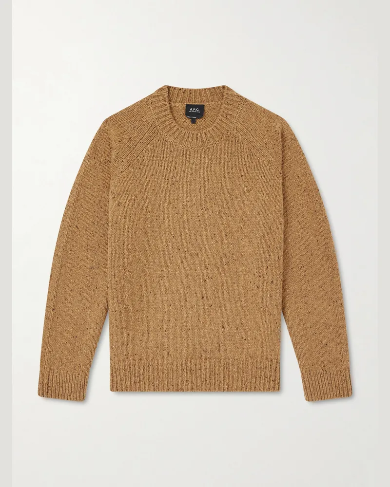 A.P.C. Harris Flecked Virgin Wool Sweater Brown