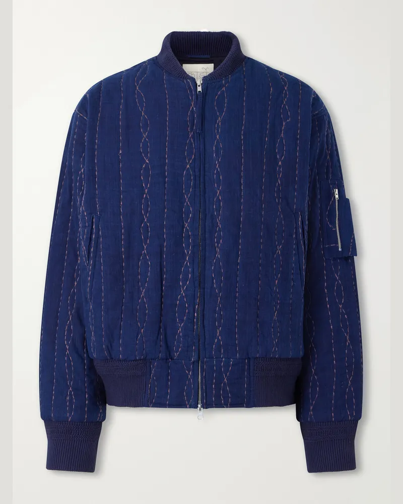 KARDO Max Embroidered Cotton Bomber Jacket Blue