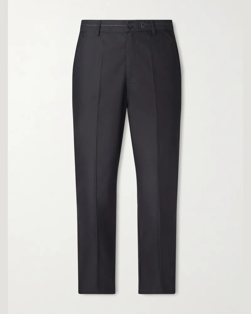 Folk Slim-Fit Cotton-Blend Trousers Black