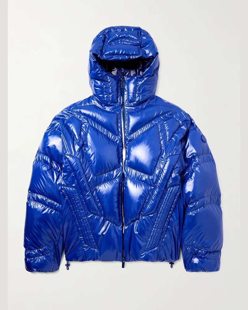 Moncler A$AP Rocky Bahianinha Daunenjacke aus gestepptem glänzendem Shell mit Kapuze Blau