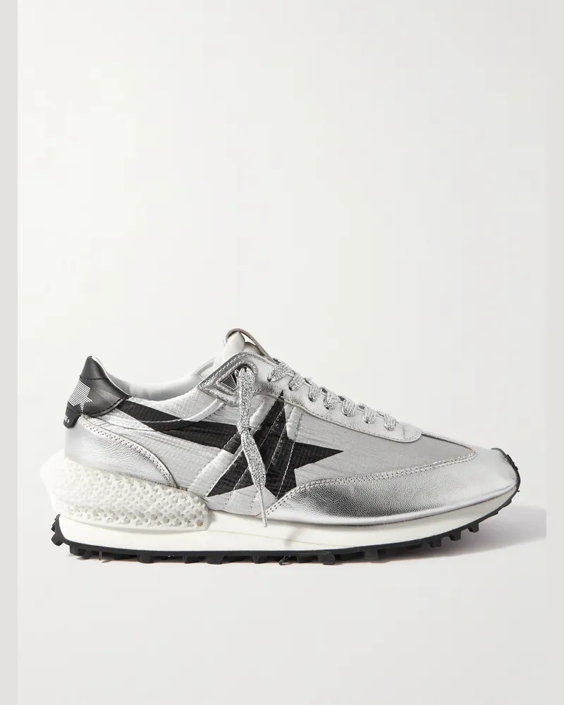 Golden Goose Marathon Metallic-Sneakers aus Ripstop mit Lederbesatz Grau