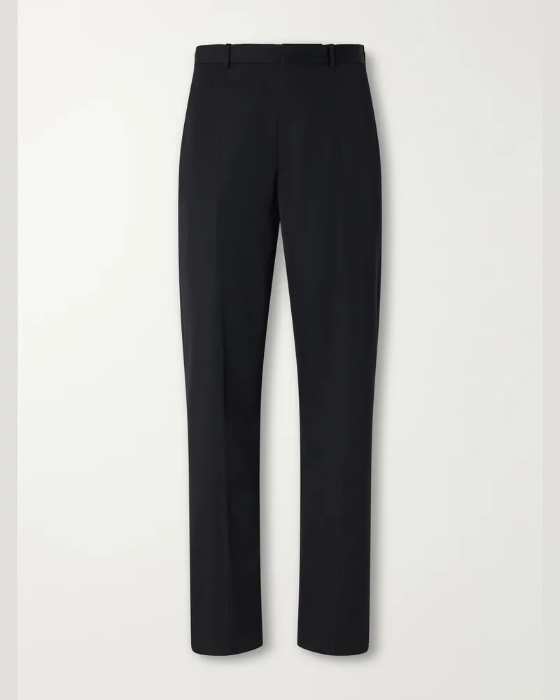 Bottega Veneta Straight-Leg Grain de Poudre Wool Trousers Black