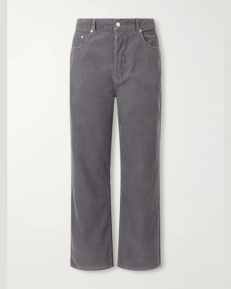 Officine Generale Straight-Leg Cotton-Corduroy Trousers Gray