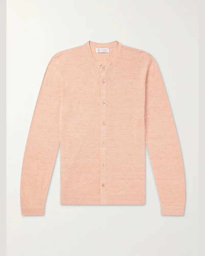 Brunello Cucinelli Linen and Cotton-Blend Cardigan Orange