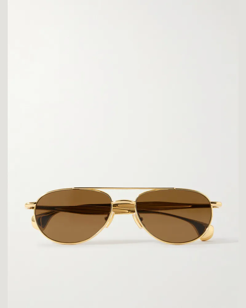 Bottega Veneta Goldfarbene Pilotensonnenbrille Gold