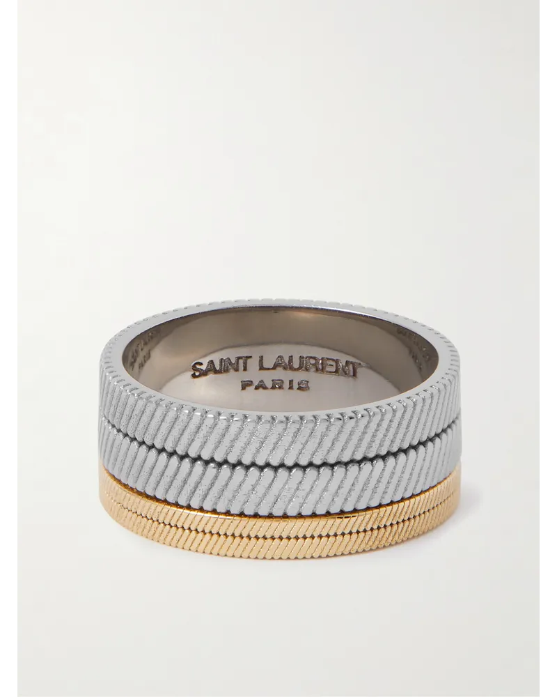 Saint Laurent Tandem silber- und goldfarbener Ring Silber