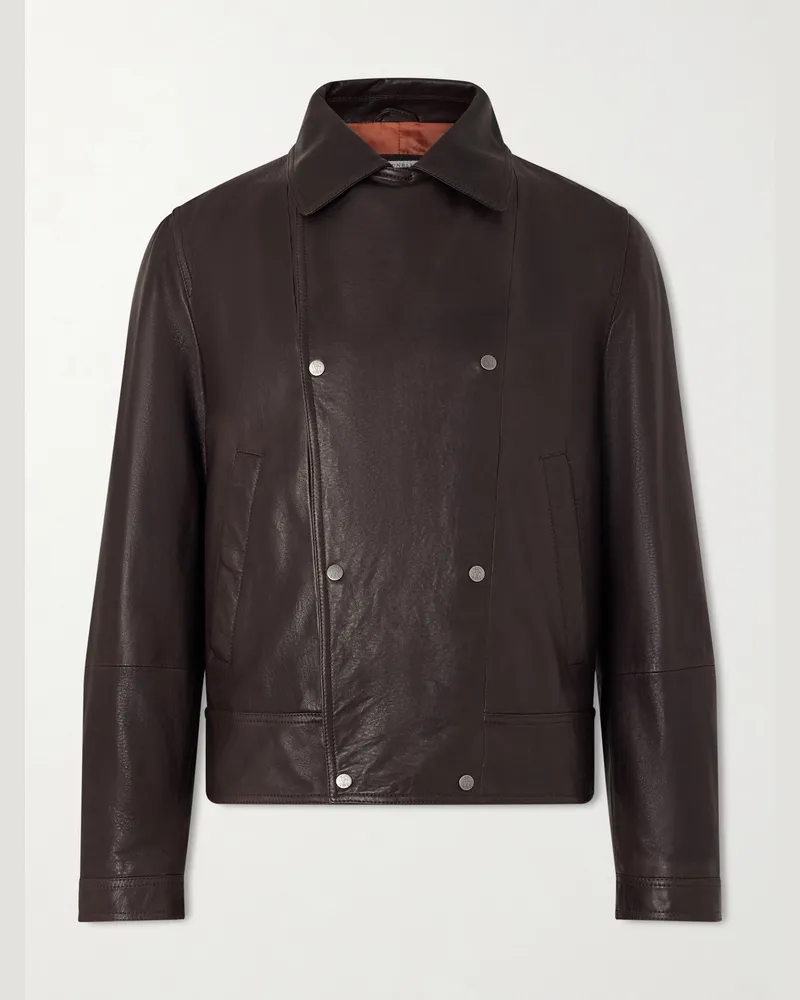 Brunello Cucinelli Leather Jacket Brown