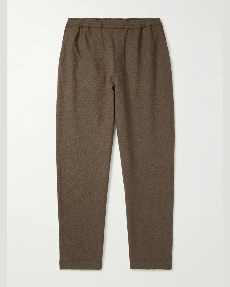 A Kind Of Guise Banasa Straight-Leg Seersucker Suit Trousers Brown