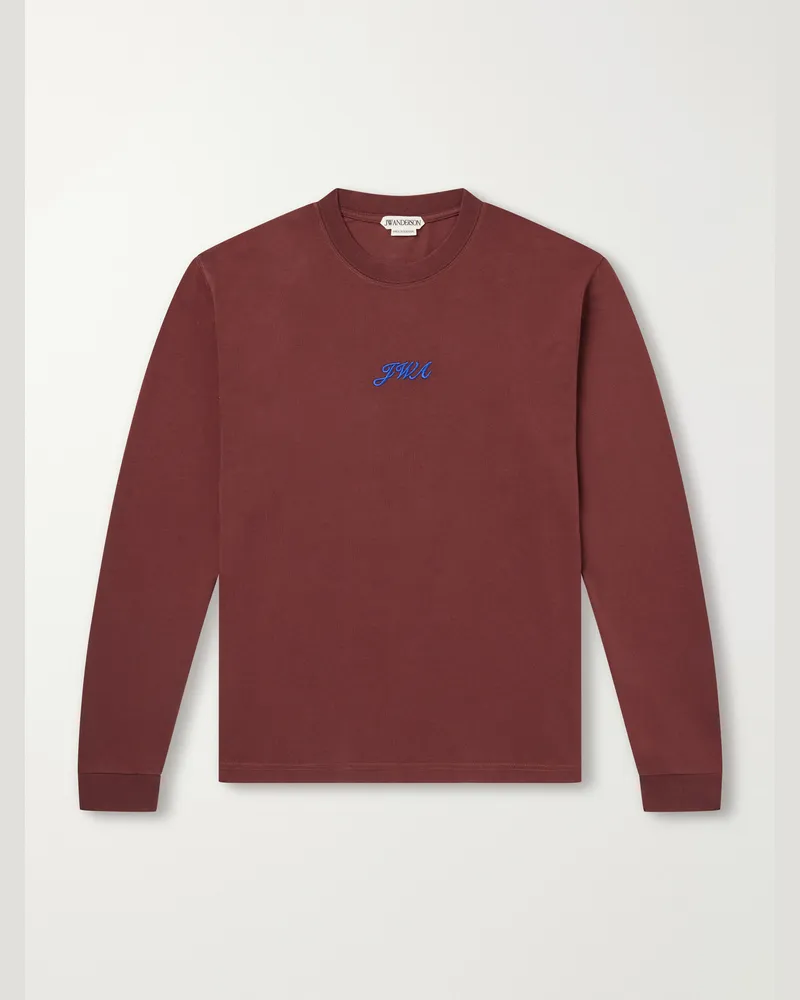 J.W.Anderson Logo-Embroidered Cotton-Jersey T-Shirt Purple