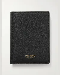 Tom Ford Aufklappbares Kartenetui aus vollnarbigem Leder Schwarz