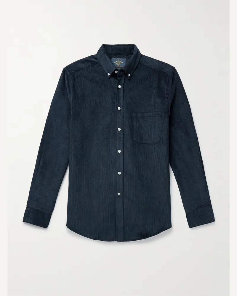 Portuguese Flannel Lobo 2.0 Hemd aus Baumwollcord mit Button-Down-Kragen Blau