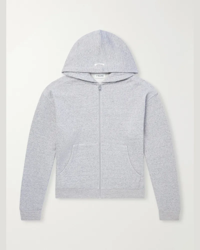 Frame Denim Cotton-Jersey Zip-Up Hoodie Gray