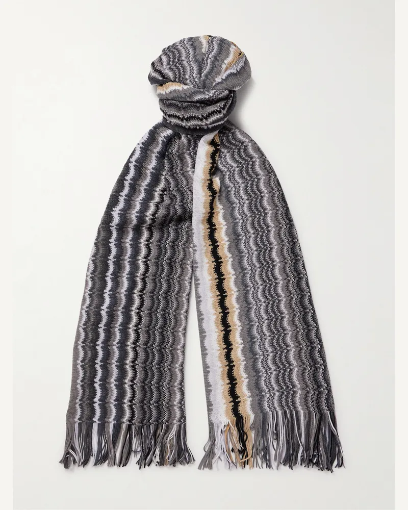 Missoni Fringed Wool Scarf Gray