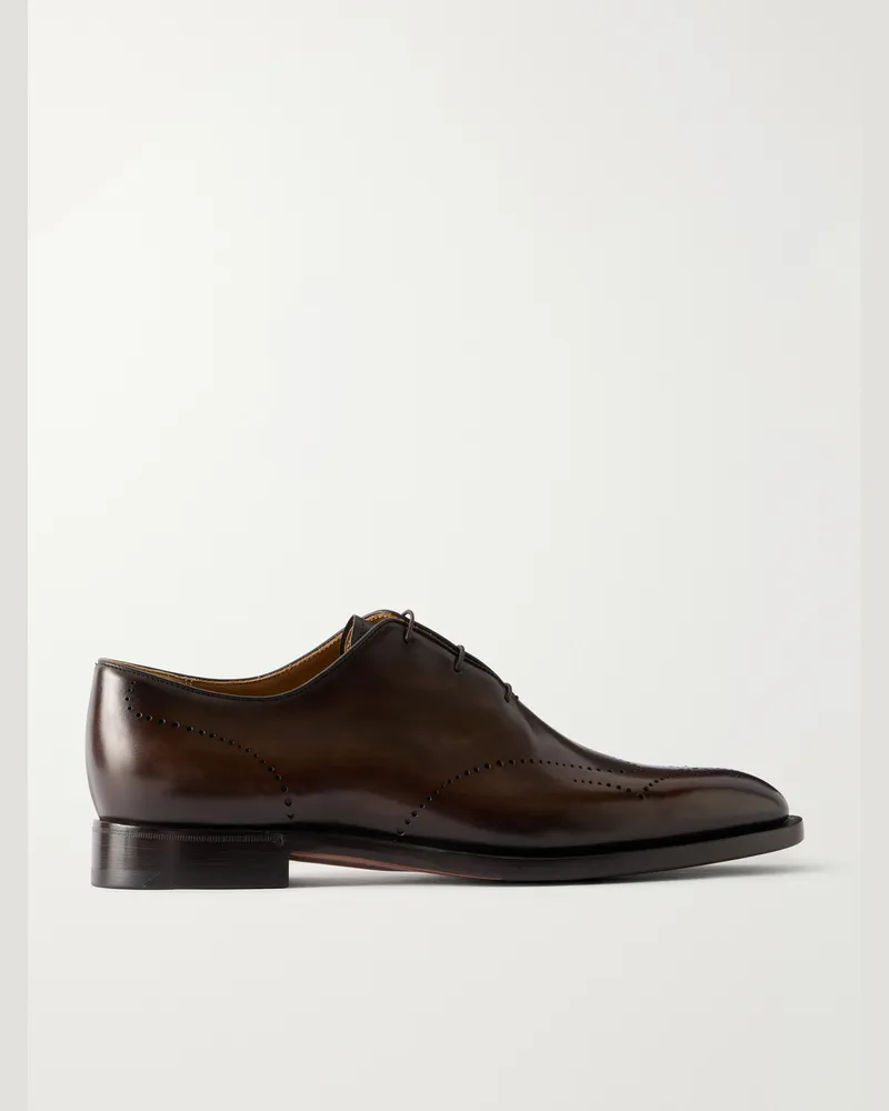 Berluti Alessandro Ajoure Leather Oxford Shoes Brown