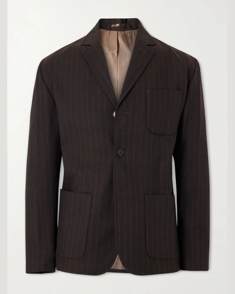 NN 07 Joe 10078 Pinstriped Wool-Twill Suit Jacket Brown