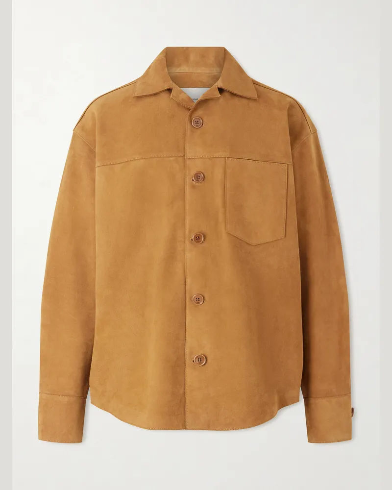 AMI Paris Hemdjacke aus Veloursleder Braun