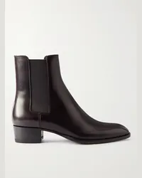 Saint Laurent Wyatt Chelsea Boots aus Leder Braun