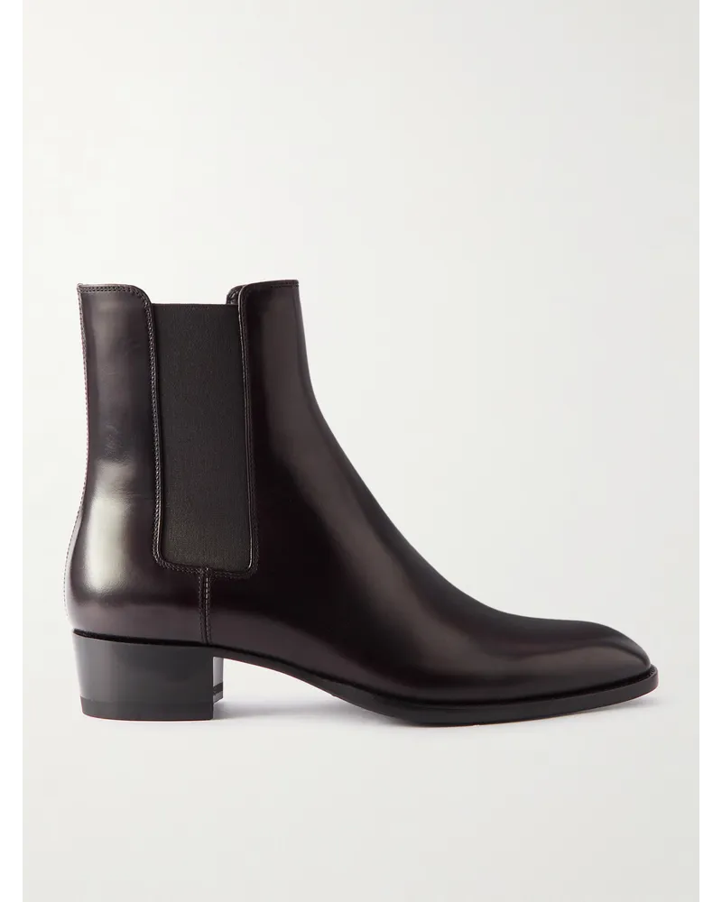 Saint Laurent Wyatt Chelsea Boots aus Leder Braun