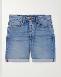 Nudie Jeans Josh gerade geschnittene Jeansshorts Blau