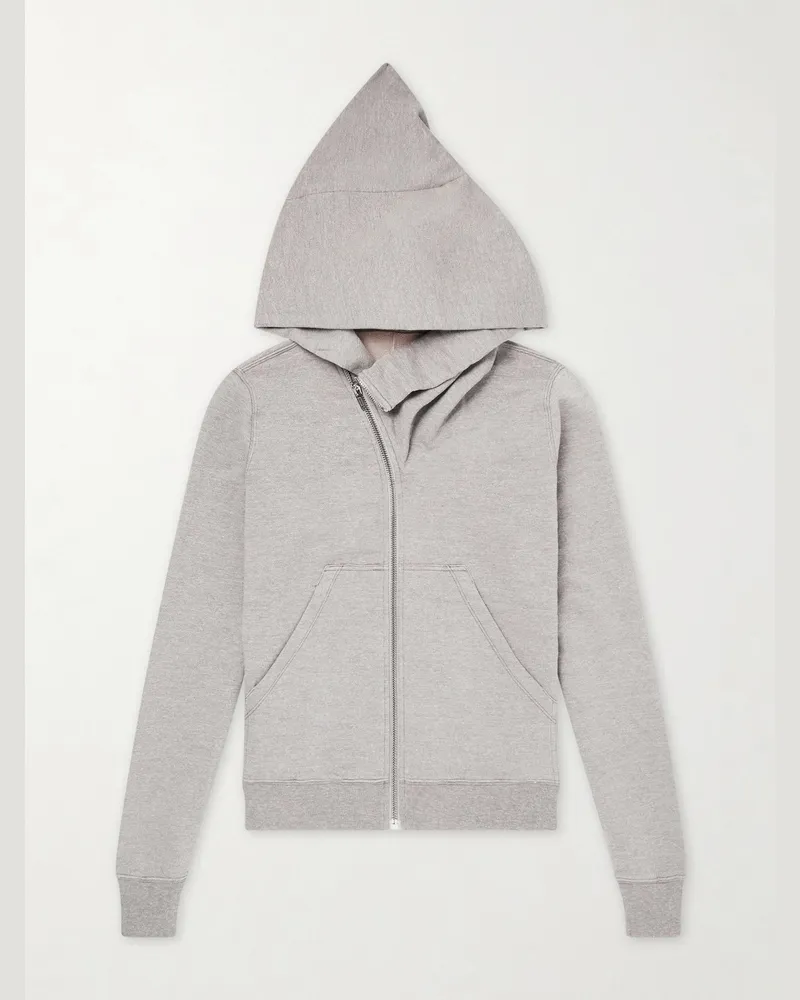 DRKSHDW by Rick Owens Mountain Hoodie aus einer Baumwollmischung mit Reißverschluss Grau
