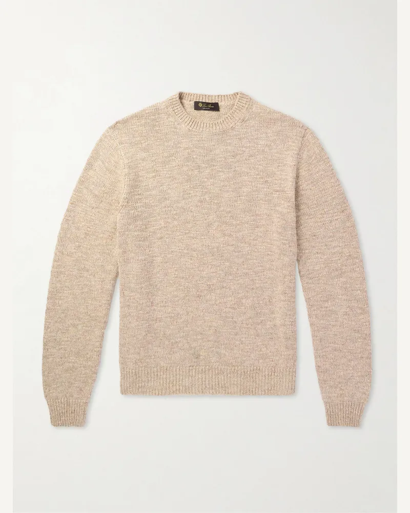 Loro Piana Silk, Cashmere and Linen-Blend Sweater Neutrals