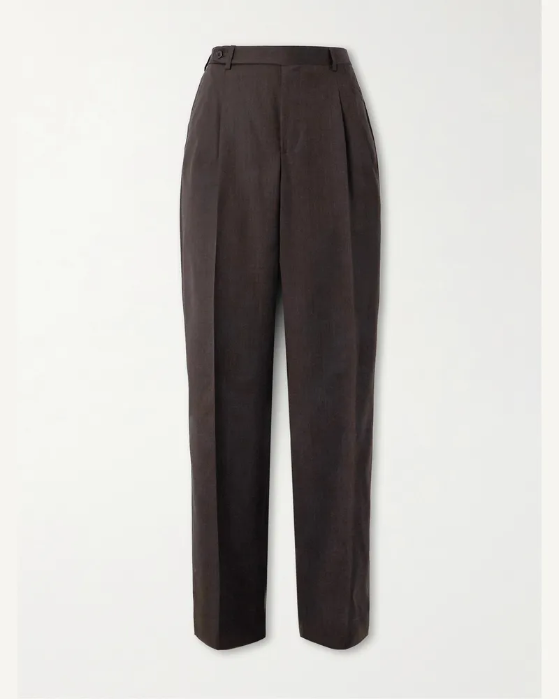 Brioni Capri weit geschnittene Hose aus einer Wollmischung mit Falten Braun