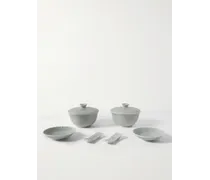 Ginori Asia Set aus zwei Schüsseln und Essstäbchenhaltern aus Porzellan