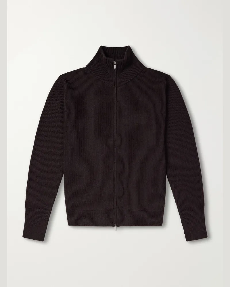BARENA Ribbed Virgin Wool Sweater Brown