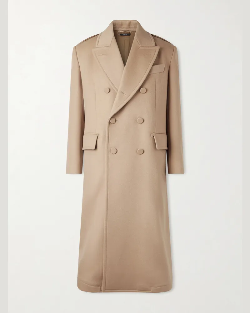Tom Ford Double-Breasted Wool and Cashmere-Blend Coat Neutrals
