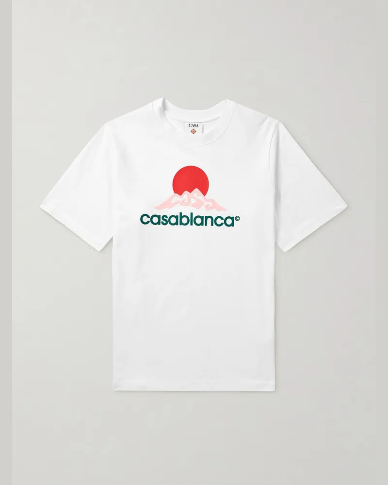 Casablanca Paris Montagne T-Shirt aus Biobaumwoll-Jersey mit Logoapplikation Weiß