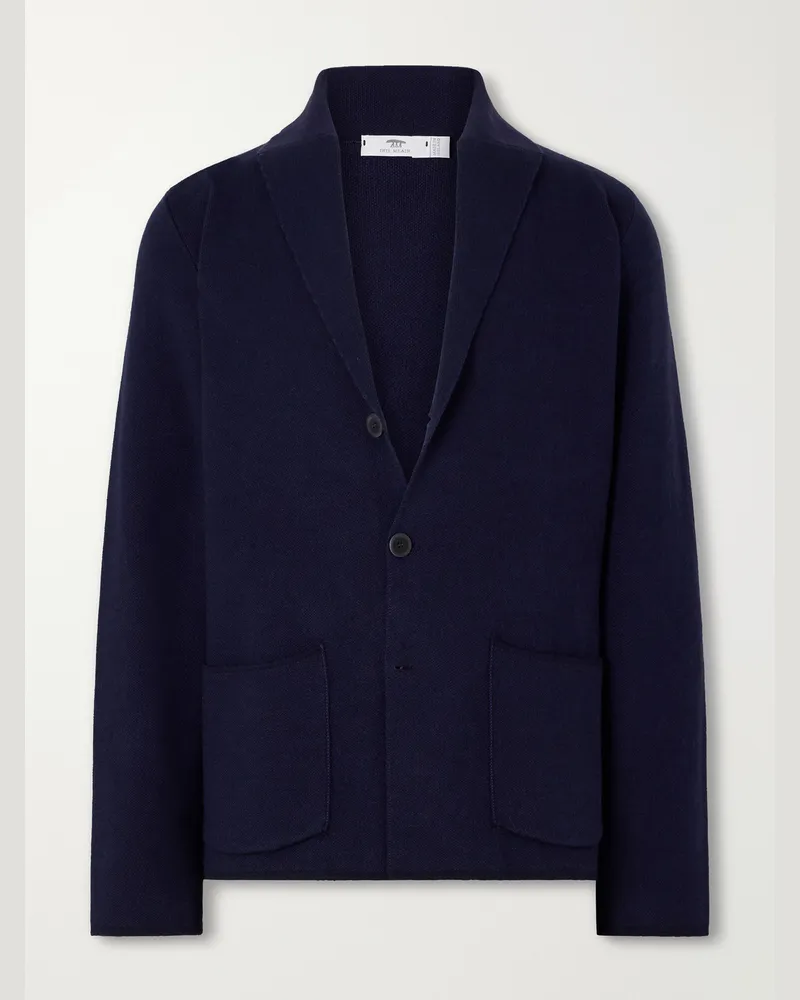 Inis Meáin Pub Merino Wool, Cotton and Cashmere-Blend Cardigan Blue