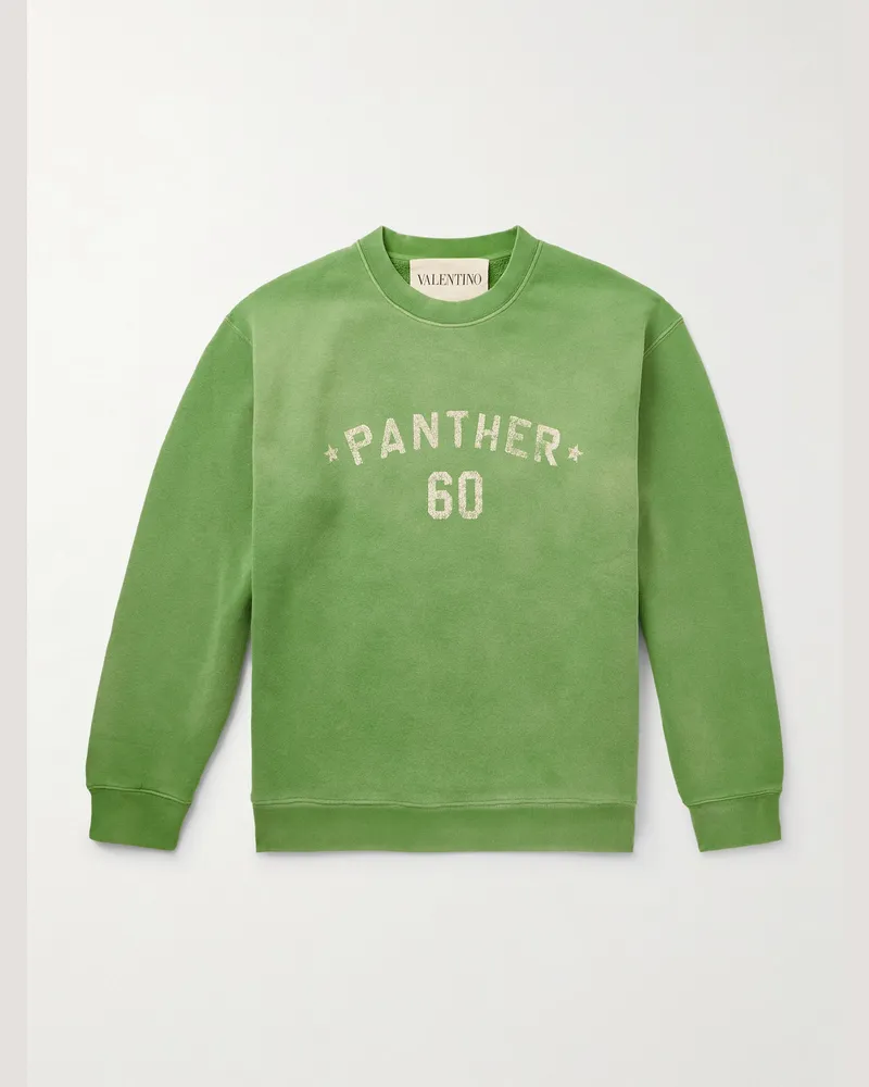 Valentino Garavani Chez Valentino Sweatshirt aus Baumwoll-Jersey mit Logoapplikation und Print Grün