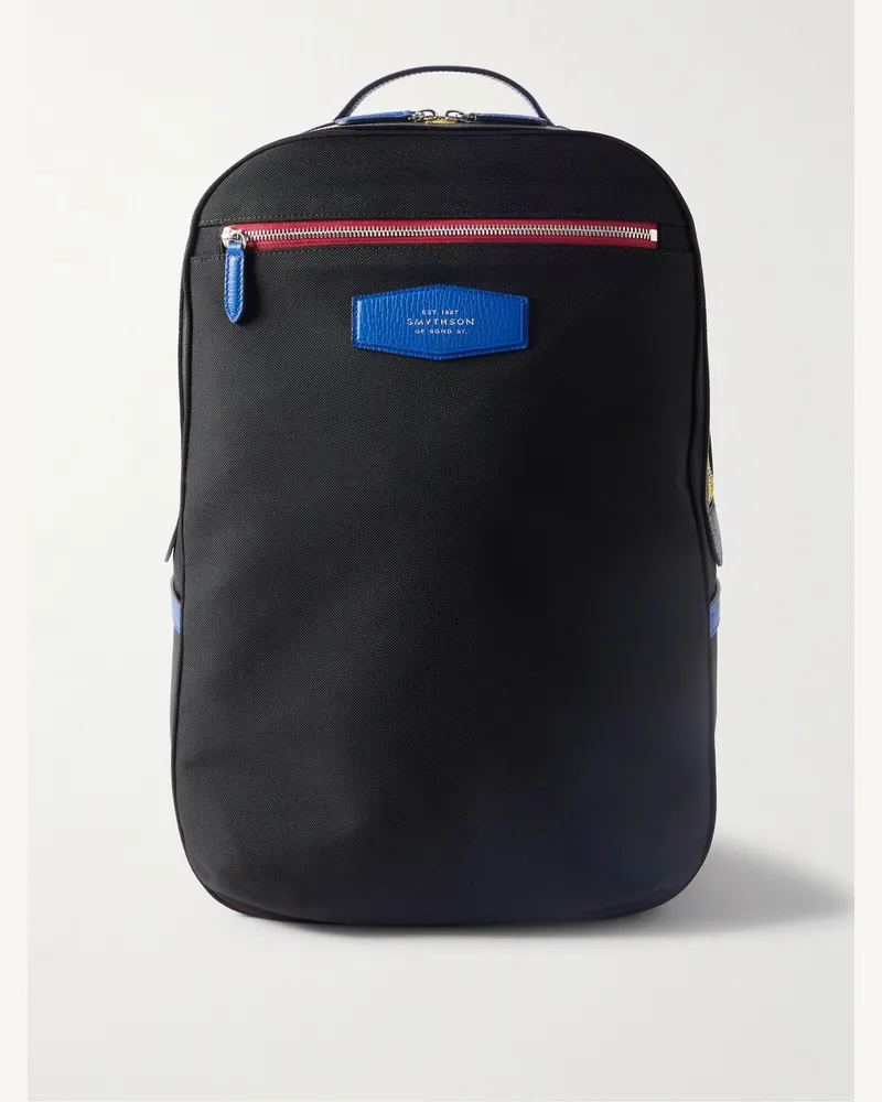 Smythson Norton Rucksack aus ECONYL® mit Lederbesatz Schwarz