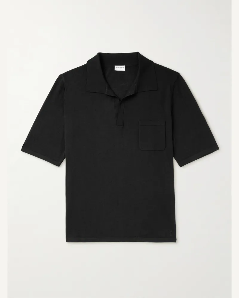 Saint Laurent Polohemd aus Wolle Schwarz