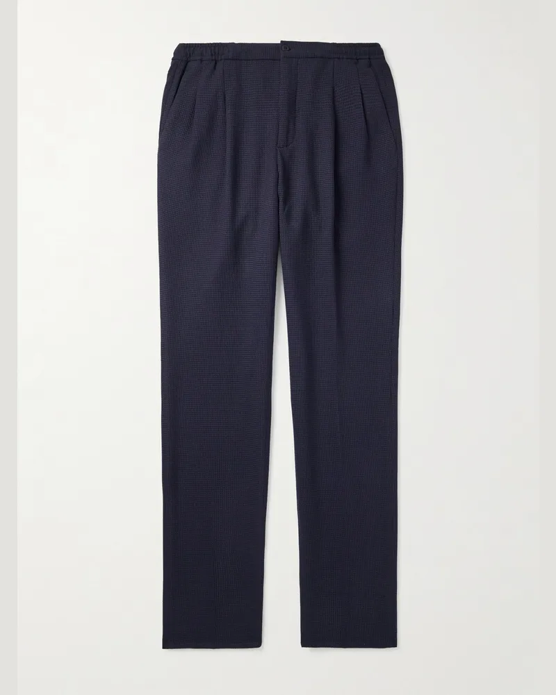 Rubinacci Straight-Leg Pleated Super 130s Wool Trousers Blue