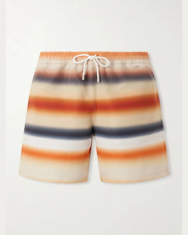 Loewe Paula Ibiza Straight-Leg Mid-Length Striped Swim Shorts Orange