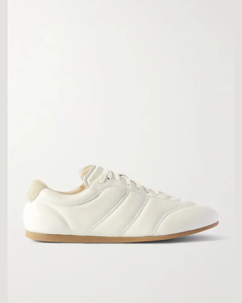Christophe Lemaire Suede-Trimmed Leather Sneakers White