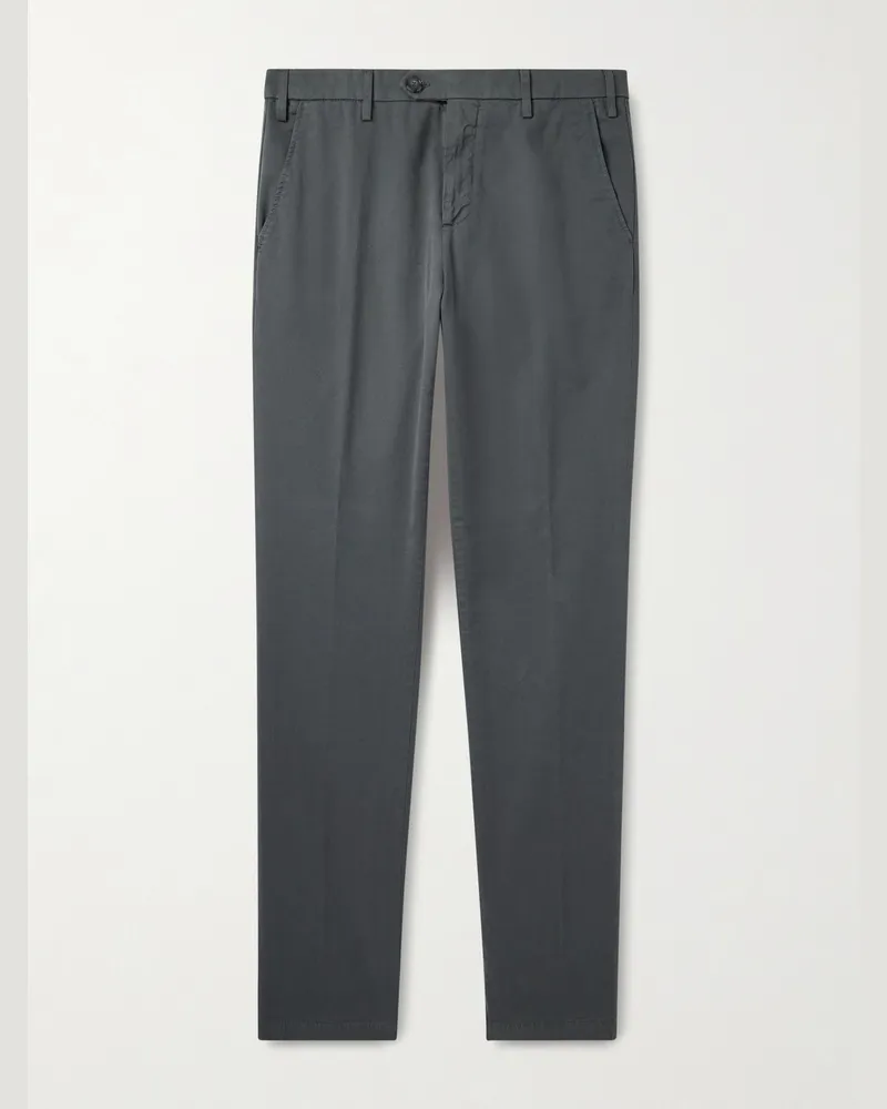 Canali Schmal zulaufende Hose aus Twill aus einer Baumwollmischung Grau
