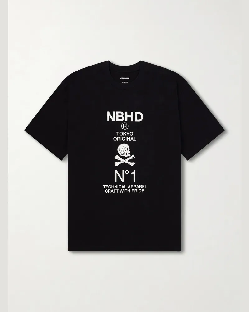 Neighborhood T-Shirt aus Baumwolle mit Print Schwarz