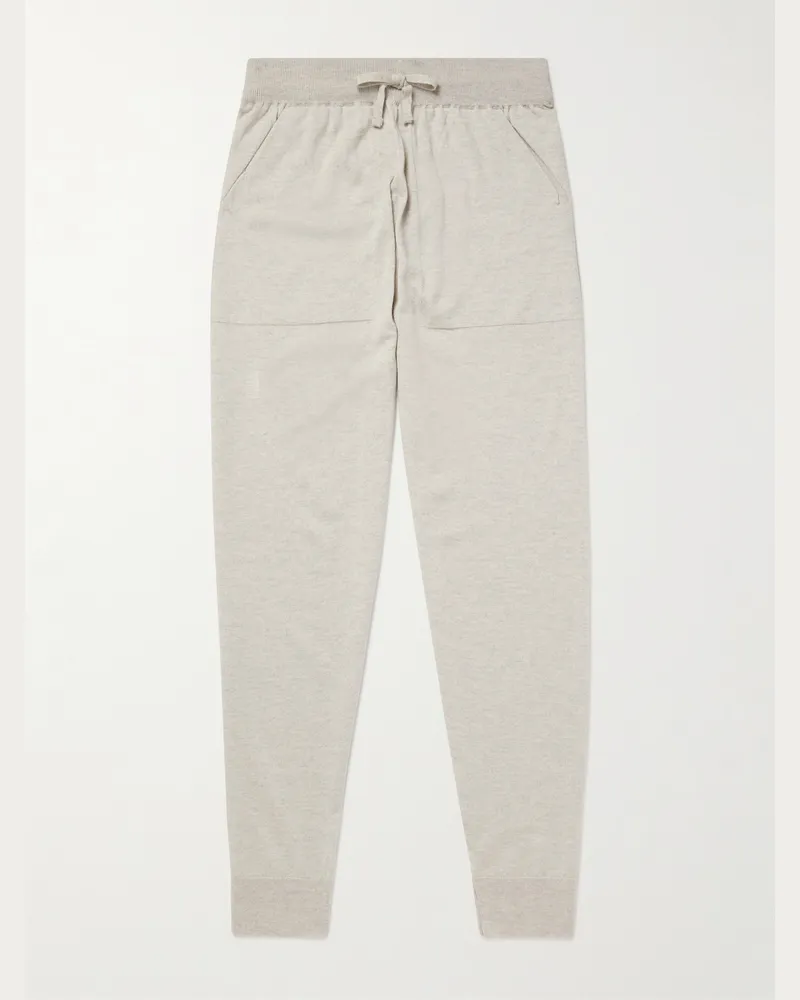 John Smedley Henning schmal zulaufende Jogginghose aus Merinowolle Grau