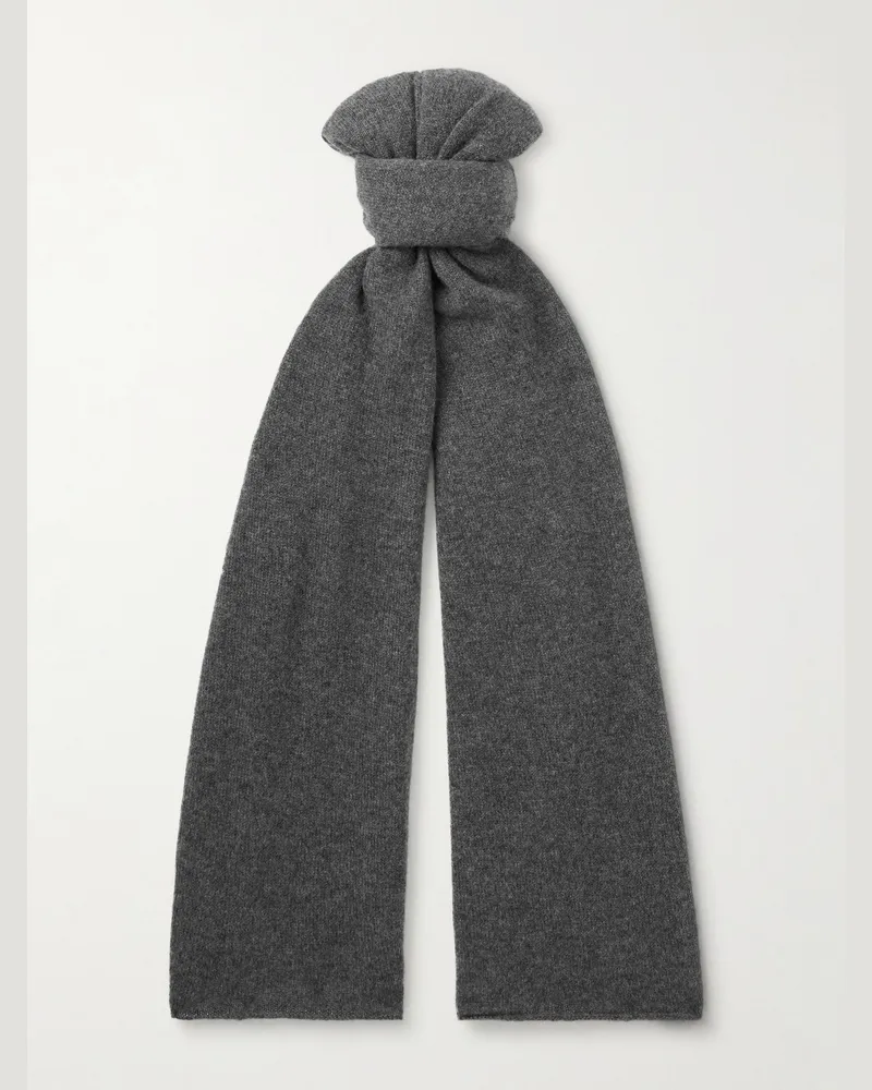 Anderson & Sheppard Ribbed Cashmere Scarf Gray
