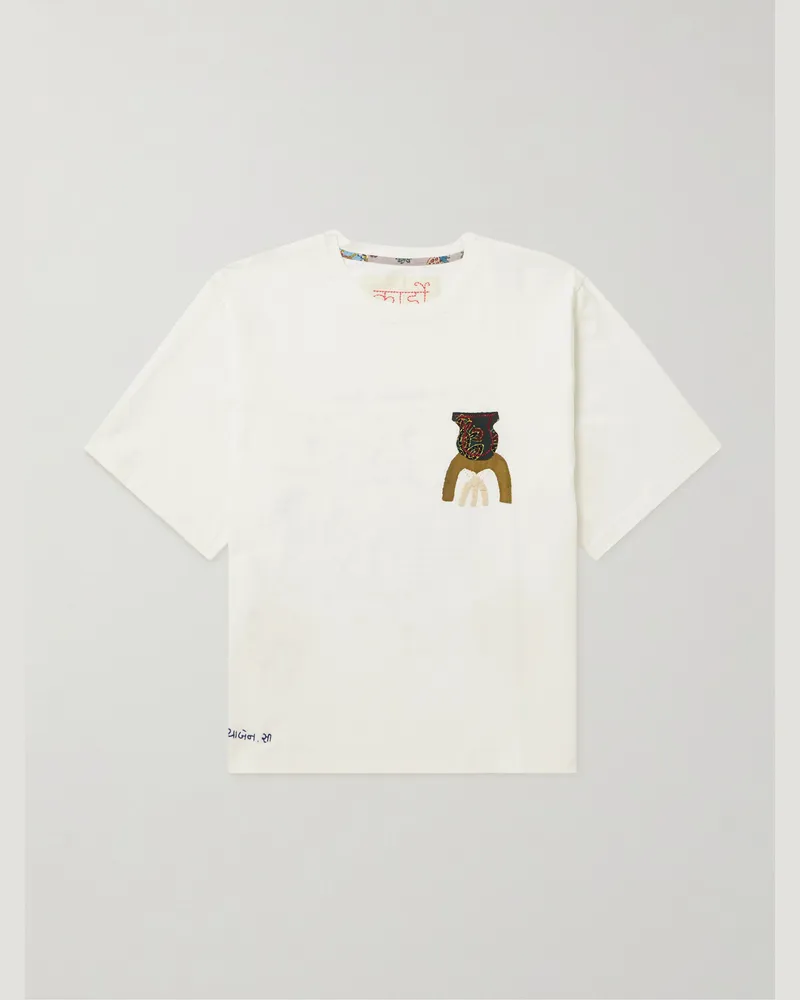 KARDO T-Shirt aus Baumwoll-Jersey mit Stickereien und Applikationen Weiß